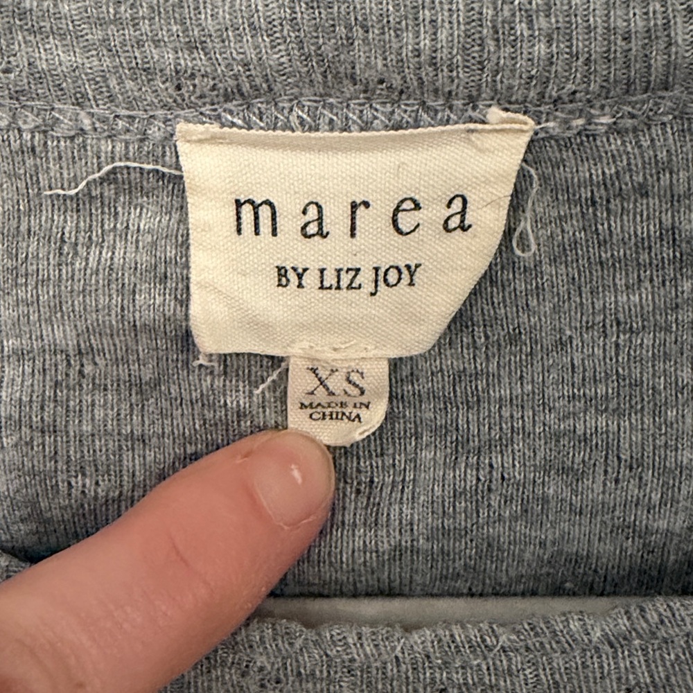 Marea by Liz Joy Pointelle Heather Gray Long Sleeve Top - Picture 2 of 4